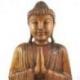 Grande statue de Bouddha assis en bois massif sculpté main 50cm