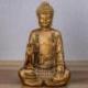 Statuette Bouddha or assis finition dorée patinée 14cm