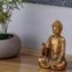 Statuette Bouddha or assis finition dorée patinée 14cm