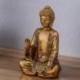 Statuette Bouddha or assis finition dorée patinée 14cm