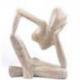 Statue abstraite "Le Penseur" 30cm en bois Blanc Cérusé