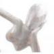 Statue abstraite "Le Penseur" 30cm en bois Blanc Cérusé