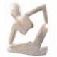 Statue abstraite "Le Penseur" 30cm en bois Blanc Cérusé | Sculpture Moderne