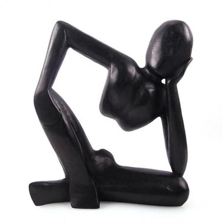 Statue abstraite "Le Penseur" 30cm en bois Noir