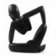 Statue abstraite "Le Penseur" 30cm en bois Noir