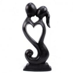 Statuette abstraite "Couple en Fusion" 20cm en bois | Cadeau Amoureux