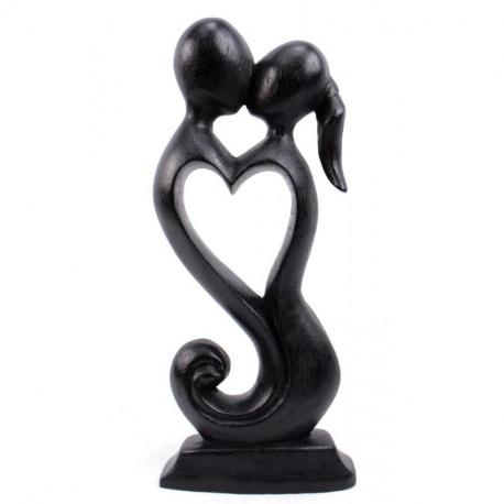 Statuette abstraite "Couple en Fusion" 20cm en bois | Cadeau Amoureux