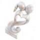Statuette "Couple en Fusion" en bois 20cm, cœur sculpté | Cadeau 5 ans de Mariage