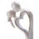Statuette "Couple en Fusion" en bois 20cm, cœur sculpté | Cadeau 5 ans de Mariage