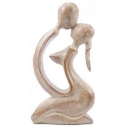 Statuette "Couple Sensuel" 20cm en bois sculpté | Art érotique