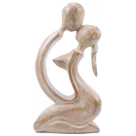 Statuette 20cm "Couple Sensuel" en bois sculpté | Art érotique