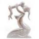 Statue abstraite Maman et Bébé 20cm en bois Blanc Cérusé