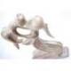 Statuette abstraite Maman et Bébé 20cm en bois Blanc Cérusé
