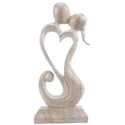 Statue Abstraite "Couple en Fusion" 30cm bois | Noces de Bois