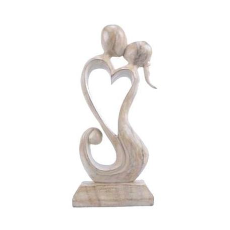 Statue abstraite "Couple en Fusion" 30cm en bois | Noces de Bois