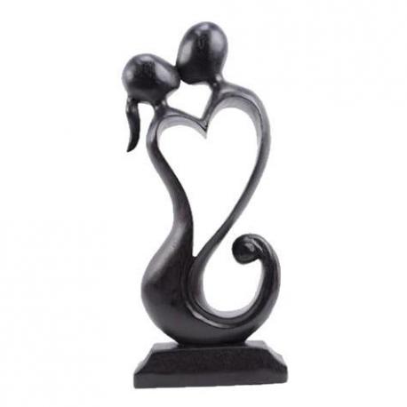 Statue Abstraite "Couple en Fusion" 30cm en bois | Preuve d'Amour Inoubliable