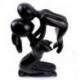 Statue abstraite Maman et Bébé 30cm en bois noir ébène