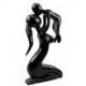 Statue abstraite Maman et Bébé 30cm en bois noir ébène