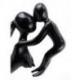 Statue abstraite Maman et Bébé 30cm en bois noir ébène