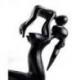 Statue abstraite Maman et Bébé 30cm en bois noir ébène