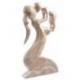 Statue abstraite Maman et Bébé 30cm en bois Blanc Cérusé