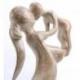 Statue abstraite Maman et Bébé 30cm en bois Blanc Cérusé