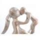 Statue abstraite Maman et Bébé 30cm en bois Blanc Cérusé