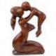 Statue abstraite Maman et Bébé 20cm en bois Teinté