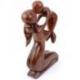Statue abstraite Maman et Bébé 20cm en bois Teinté