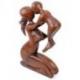 Statue abstraite Maman et Bébé 20cm en bois Teinté