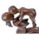 Statuette abstraite Maman et Bébé 20cm en bois teinté