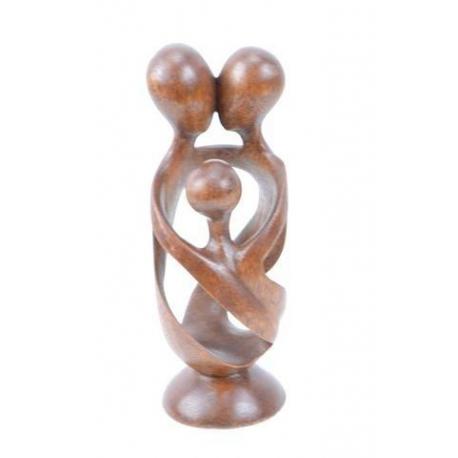 Statue abstraite "Famille Unie" 20cm en bois Teinté