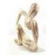 Statue abstraite "Le Penseur" 20cm en bois Blanc Cérusé