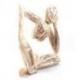 Statue abstraite "Le Penseur" 20cm en bois Blanc Cérusé