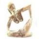 Statue abstraite "Le Penseur" 20cm en bois Blanc Cérusé