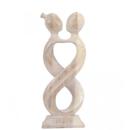 Sculpture Couple "Amour Infini" 30cm en bois | Preuve d'Amour éternel