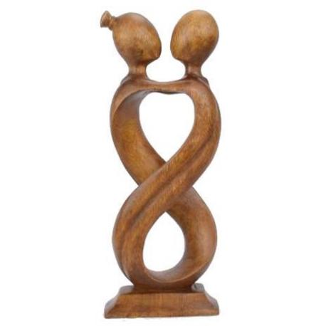 Statuette Couple "Amour Infini" 20cm en bois | Art Romantique