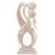 Statuette Couple "Union Infinie" 20cm en bois patiné blanc | Anniversaire de Rencontre