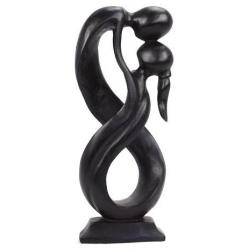 Statuette Couple en bois "Union Infinie" 20cm | Cadeau de Saint-Valentin