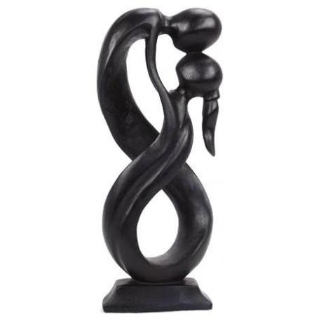 Statuette Couple en bois "Union Infinie" 20cm | Cadeau de Saint-Valentin