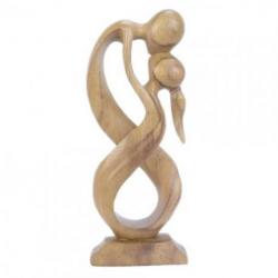 Sculpture de Couple "Union Infinie" en bois 30cm | Cadeau Romantique