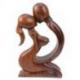 Statue "Couple Sensuel" en bois 30cm, sculpture d'amoureux enlacés | Cadeau de Lune de Miel