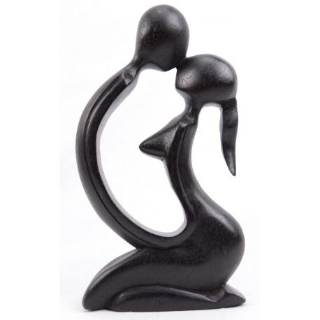Sculpture 30cm "Couple Sensuel" en bois finition noire, statue d'amoureux | Cadeau Coquin