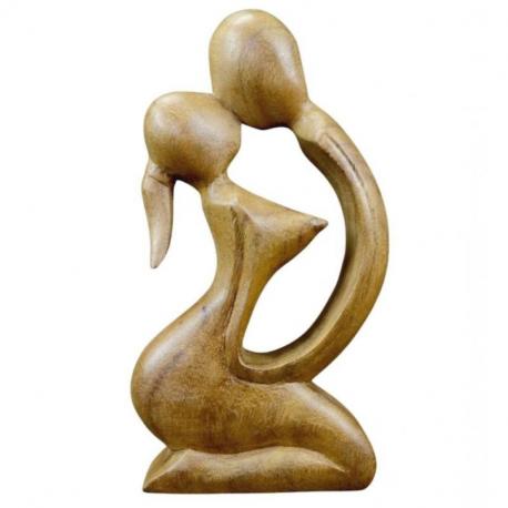 Statuette en bois sculpté "Couple Sensuel" 20cm | Cadeau Amoureux