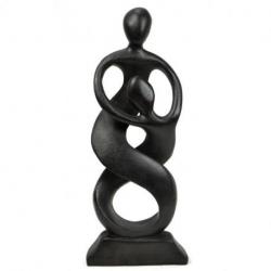 Statue abstraite Union Parent-Enfant 30cm en bois Noir