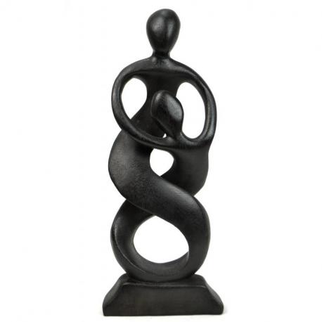 Statue abstraite Union Parent-Enfant 30cm en bois Noir