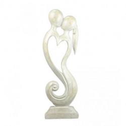 Statue Abstraite "Couple en Fusion" 50cm en bois | Cadeau d'Amour 