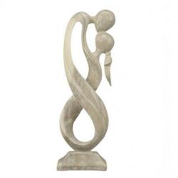 Sculpture Couple Amoureux "Union Infinie" 50cm en bois | Cadeau Saint-Valentin