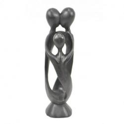 Statue abstraite "Famille Unie" 30cm en bois Noir
