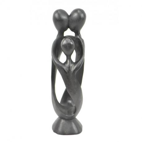 Statue abstraite "Famille Unie" 30cm en bois Noir